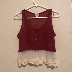 Pacsun LA Hearts Maroon Crop Top